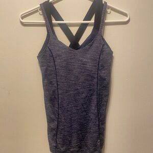 Lululemon Run for Good Tank Women's Heathered Blue Tank Top built in bra inserts